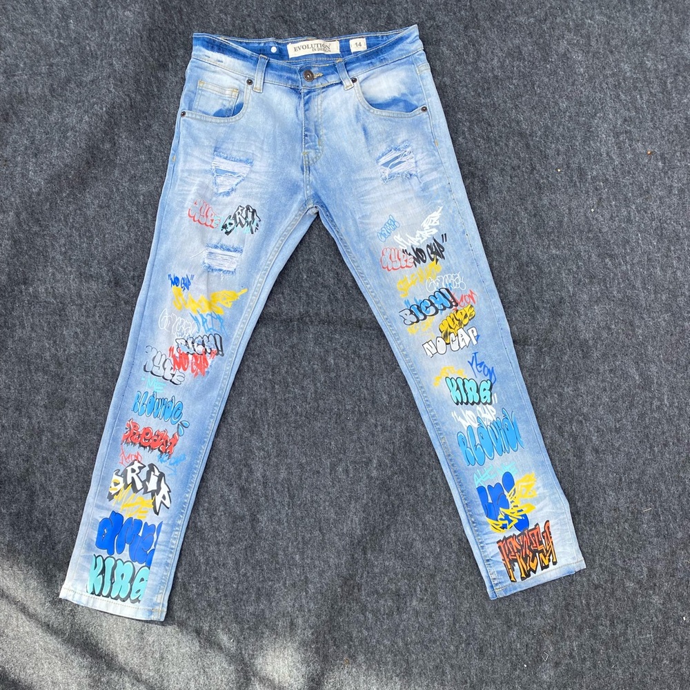 Evolution skinny fit denim blue jeans size 14 boys
